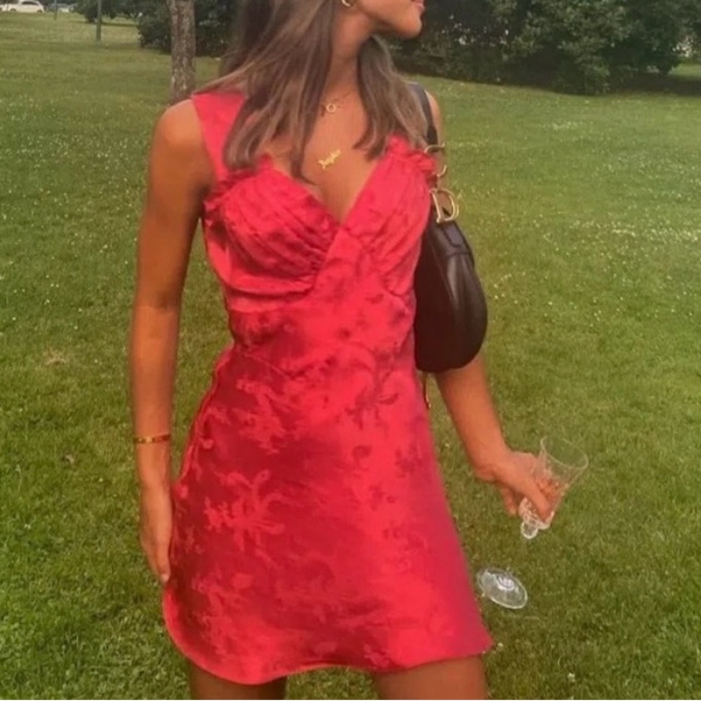 Realisation Par Roxy Silk Mini Dress in red dragon M